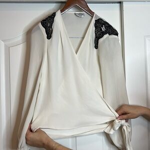 90’s BEBE Surplice Wrap Top -  TG - Hand Embellished Shoulders - SP